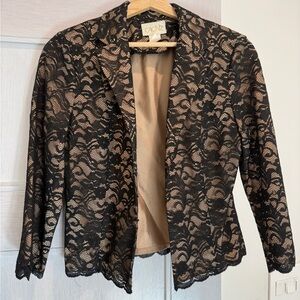 Cache Black Lace Jacket with Beige Lining